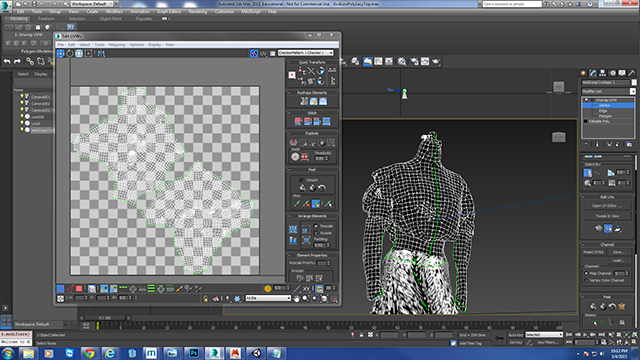 The simplified version of the model is then UV-mapped in 3-D Studio Max.