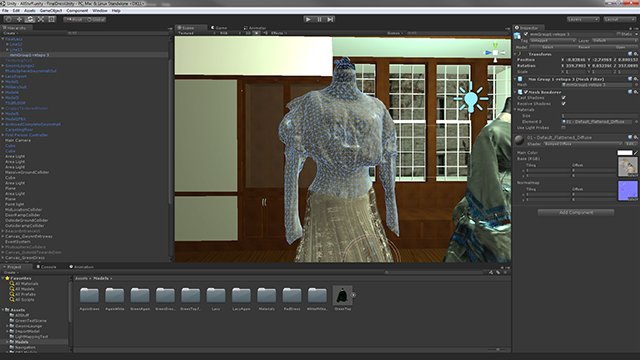 The finalized model being used inside of Unity — a game engine used to create interactive presentations and games.