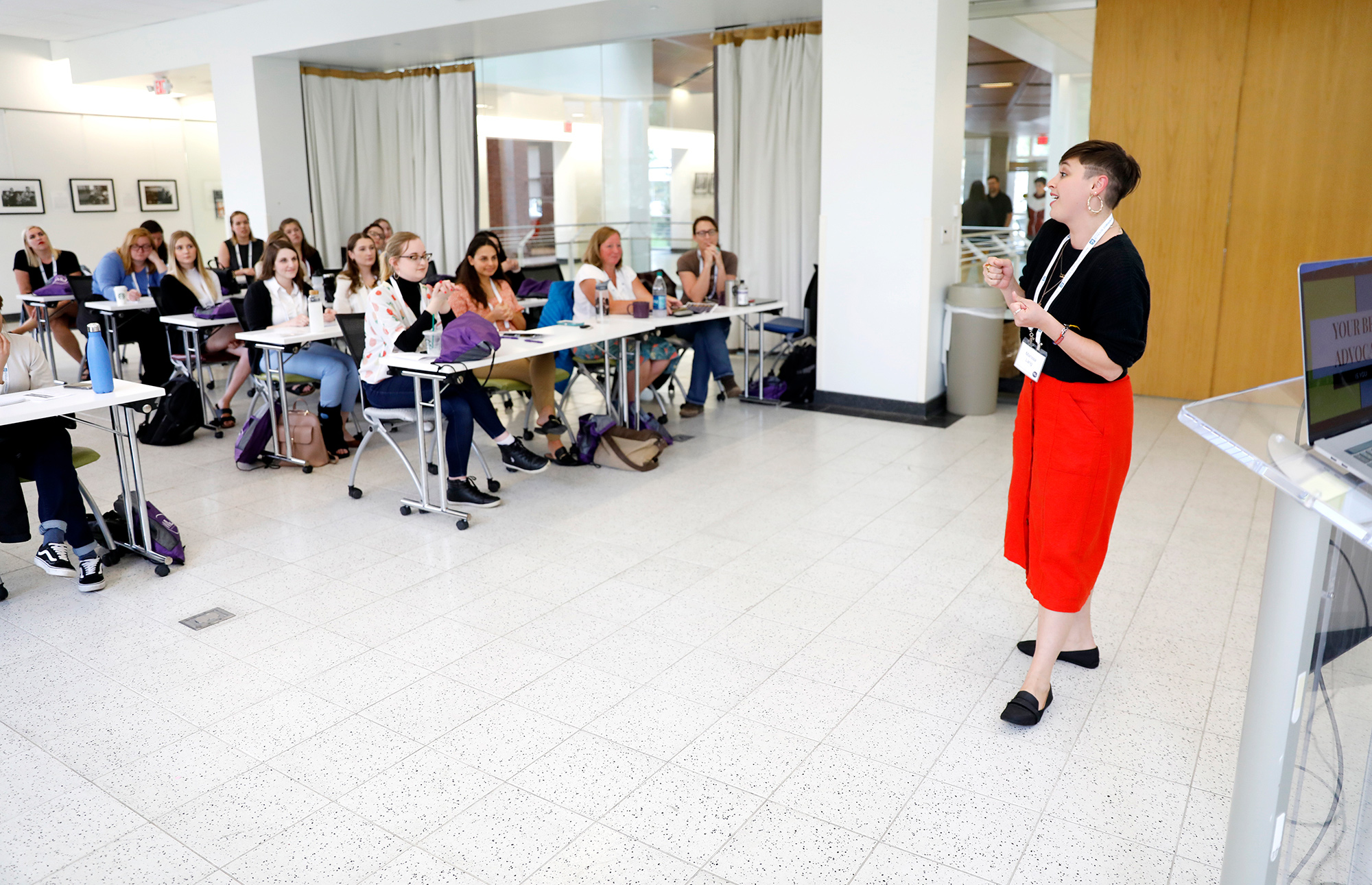 Marissa Lang, of the Washington Post, leads a session on advocating for yourself at the Women in Journalism Workshop at the Reynolds Journalism Institute Friday May 3, 2019 in Columbia, Missouri.