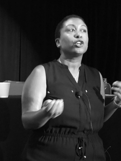 Ebony Reed speaks at the Institute for Nonprofit News’ INNDAYS2019 conference June 13 in Houston about how to build strategic campaign frameworks. Photo courtesy of Ebony Reed.