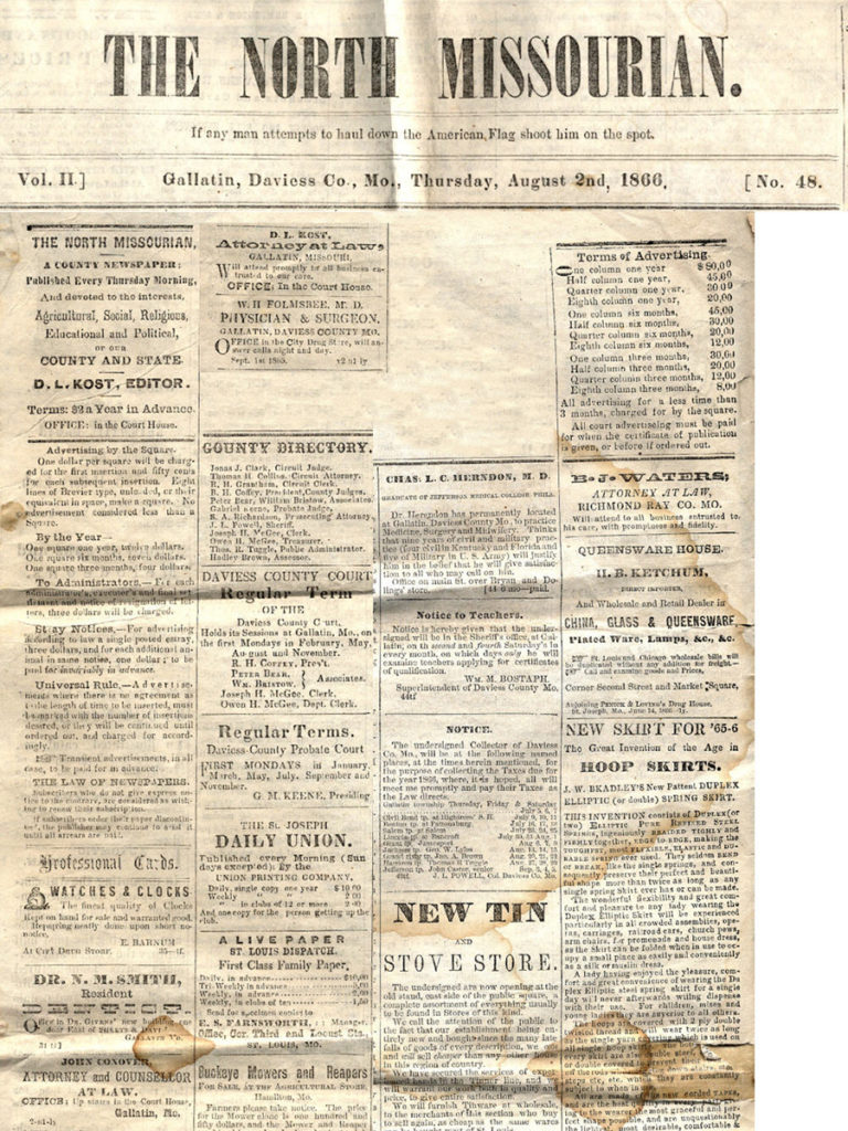 The North Missourian, Thursday, Aug. 2, 1866