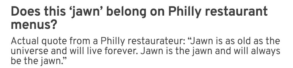 Does this "jawn" belong on Philly restaurant menus?