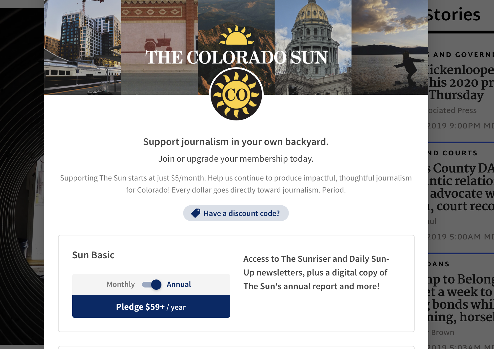 The Colorado Sun's membership page