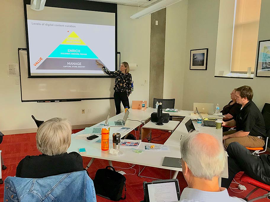 Kara Van Malssen, digital preservation expert from AVP, talks with the research team about how digital curation enhances the value of digital media content.