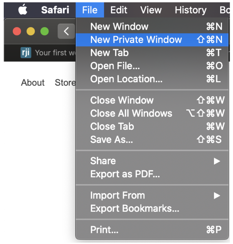 Safari > File > New Private Window
