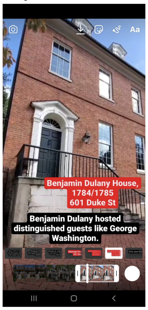 Benjamin Dulany House, 1784/1785, 601 Duke St. Benjamin Dulany hosted distinguished guests like George Washington.