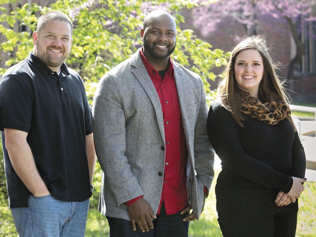 Top photo Kim Wade / Talk Story, Write Story. From left, Todd Maher, Eric Johnson and Jordan Reith worked on the high school end of Talk Story, Write Story to pair and support the mentors and mentees. Johnson is the Hickman High School principal. Maher is the school’s counselor, and Reith is the counselor graduate assistant.