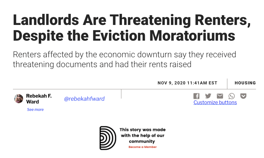 Landlords are threatening renters, despite the eviction moratoriums