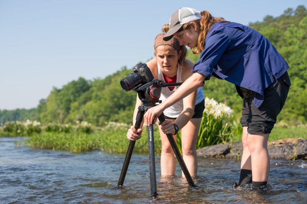 Catherine May and Lauren Musgrove film in the Cahaba River for This is Alabama. Photo courtesy of Red Clay Media