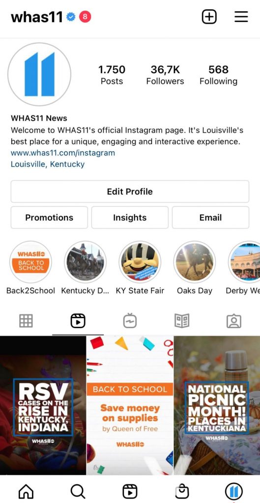 WHAS11 Instagram page