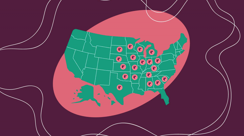 Map of the United States with tornado icons over midwestern and southern states