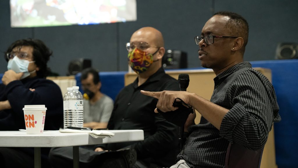 Will Lee of The Chicago Tribune speaks during the Covering Your Community first event Friday, Oct. 8, 2021, at St. Agnes of Bohemia School in Little Village in Chicago. Photo: Raquel Zaldivar