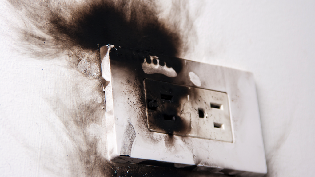 Burned electrical outlet