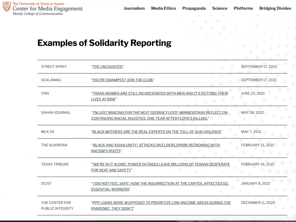 Examples of Solidarity Reporting