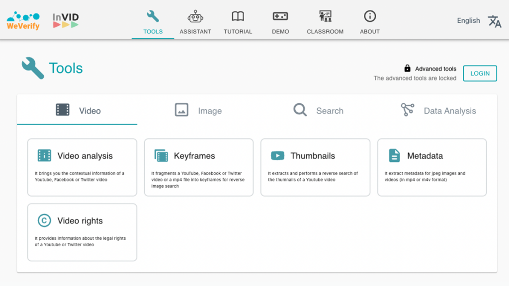 InVID Tools menu