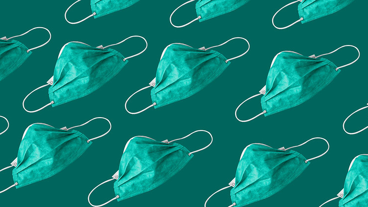Surgical masks step and repeat pattern