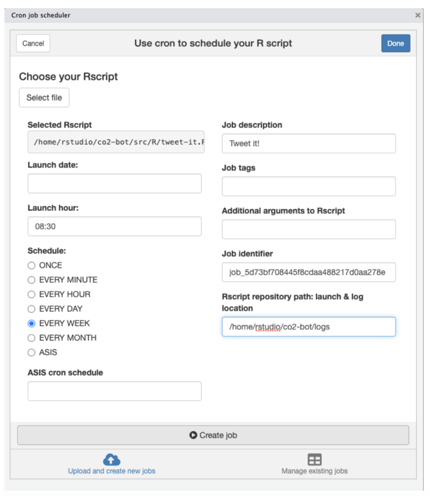 Cron job scheduler