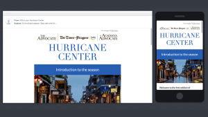 Screenshot of NOLA.com | The Times Picayune's Hurricane Center newsletter.