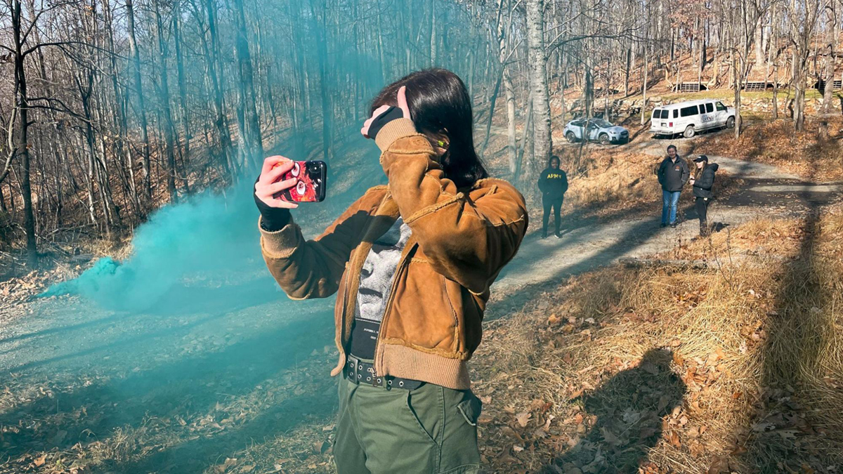 IWMF Next Gen Safety Trainer Fellows experience flash bang grenades set off as part of the fellowship training during the Dec. 2021 retreat in Virginia. Photo: Tara Pixley