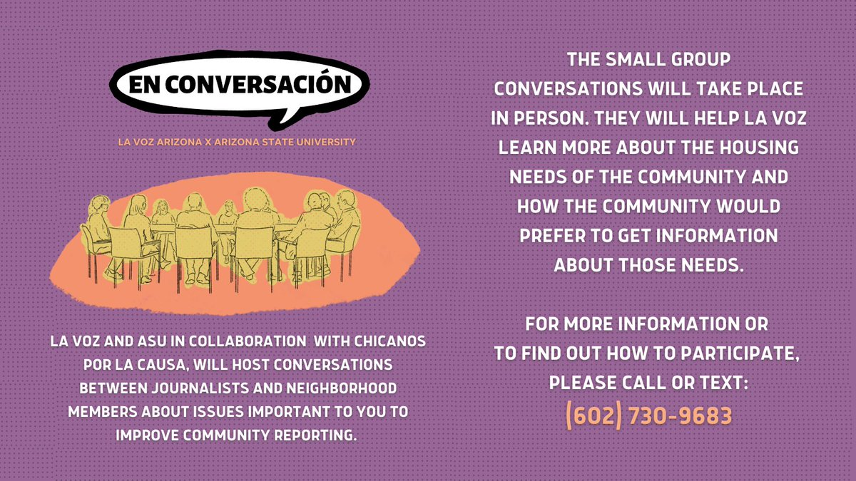 The social card above was posted to La Voz’s social media sites in English and Spanish to get the word out about the community listening sessions. Along with providing contact information, we also interacted with respondents in the comments of any posts we published to promote the events.