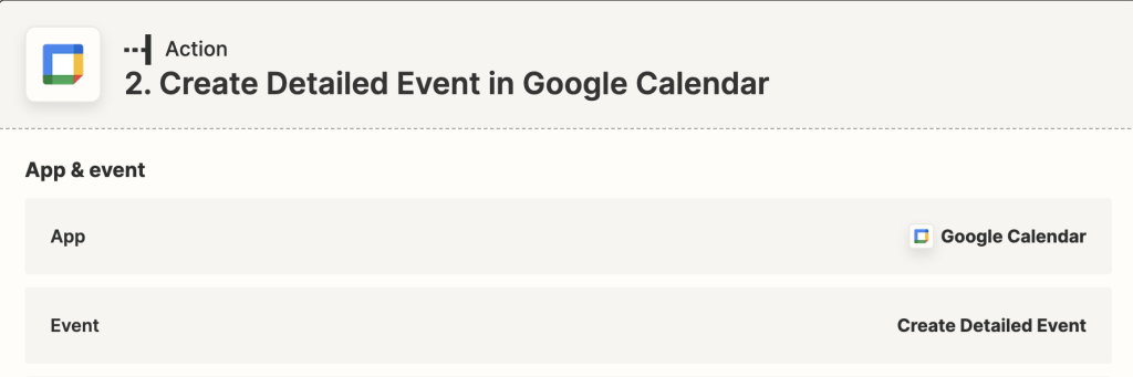 Action: 2. Create detailed event in Google Calendar