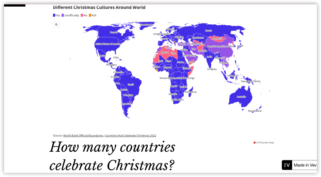How many countries celebrate Christmas?