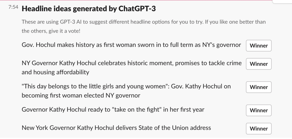 Headline ideas generated by ChatGPT-3