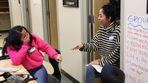 Journalist Esmy Jimenez (right) with a student participating in a RadioActive Youth Media workshop in Yakima, Washington. Photo: Kelsey Tolchin-Kupferer