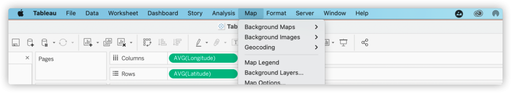 Screenshot from Tableau showing how to display different background layers for data