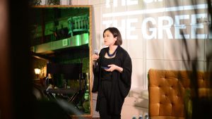 Founder and editor-in-chief Anita Li speaks to attendees at The Green Line's Black Filmmakers in Toronto event on Thursday, Feb. 23, 2023. Photo: Aloysius Wong | The Green Line