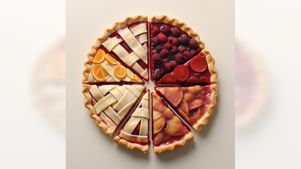 A pie made of slices from different pies