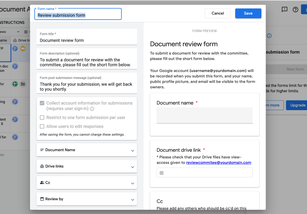 Google Tables offers forms, which could be a helpful way to submit story ideas or other data directly into a database.
