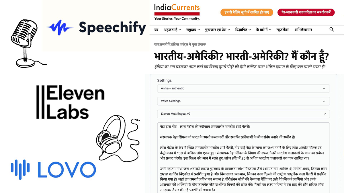 Speechify Eleven Labs LOVO IndiaCurrents