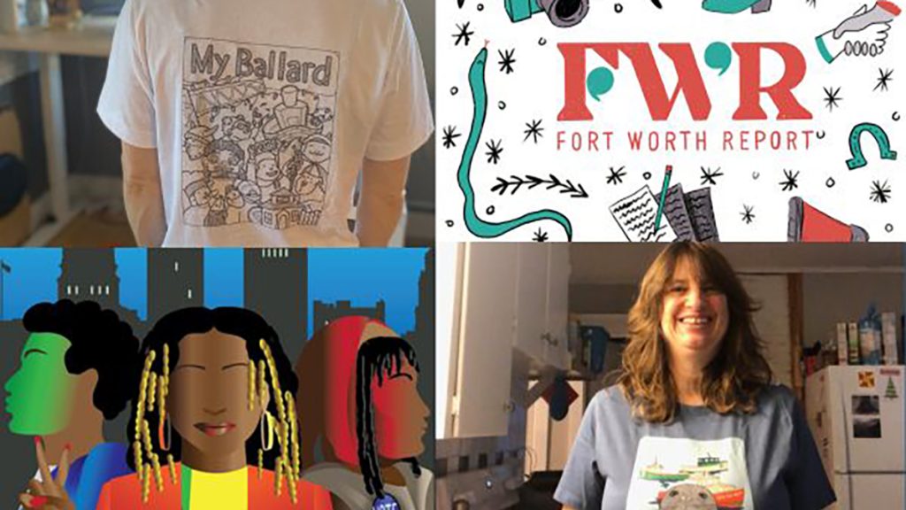 Saco Bay News, Black Iowa News, Forth Worth Report and My Ballard created T-shirts with their communities