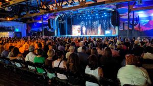 More than 700 audience members listen as Megan Finnerty and Kaila White emcee a show of true, personal stories on stage at The Van Buren in downtown Phoenix as a celebration as part of the Arizona Storytellers Project show in 2019. Photo: The Arizona Republic