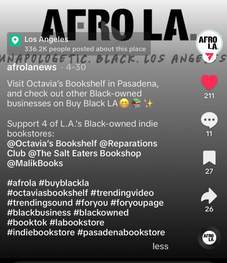 Screenshot from Afro LA news on TikTok