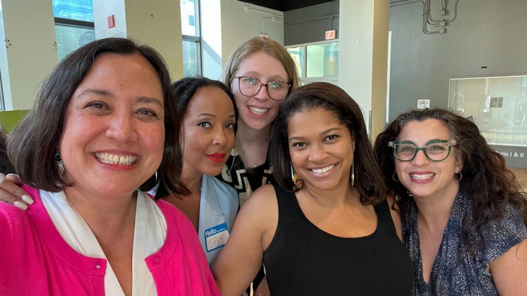 Katherine Reynolds Lewis, Sylvia A. Harvey (SAH), Katherine Fraser, Shernay Williams and Megy Karydes at the IIJ’s 2024 workshop on the business of freelancing. Courtesy of Katherine Lewis