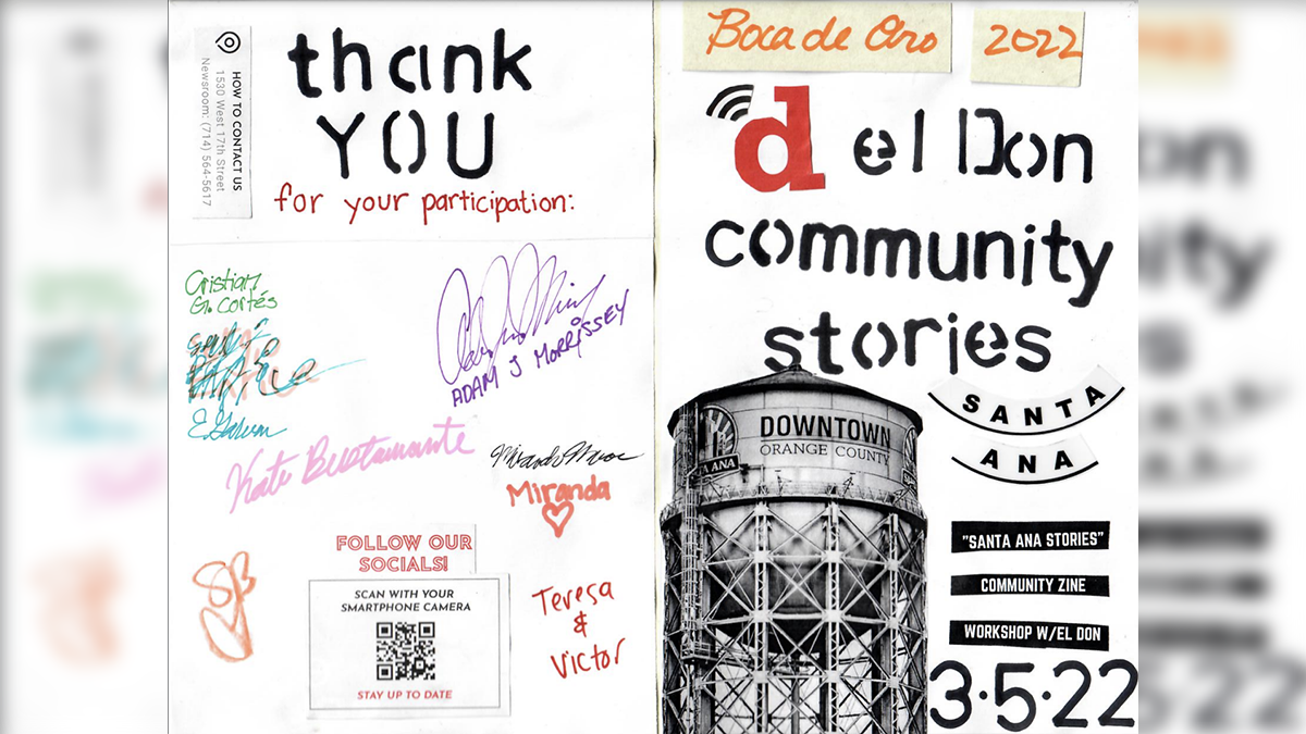 An example of a community zine that Sarah Bennett worked on with student journalists at Santa Ana College.