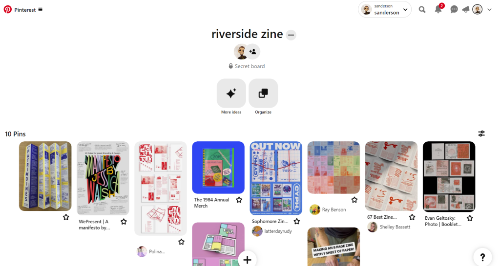 Screenshot from Riverside zine Pinterest page