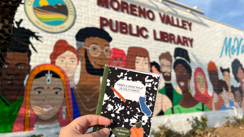 Alicia Ramirez, publisher of The Riverside Record, drops off zines at the Moreno Valley Public Library in California. Photo: Alicia Ramirez