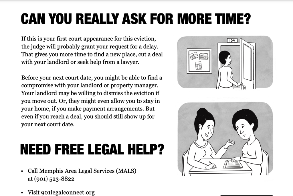 A screenshot from MLK50’s eviction court guide.