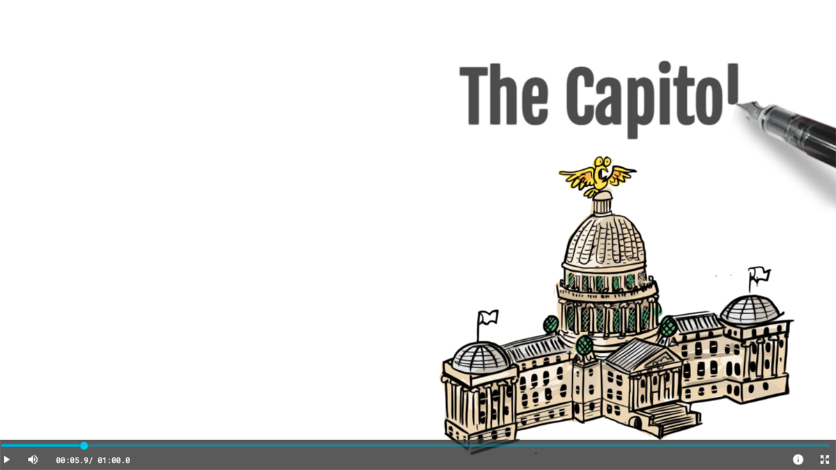 Cartoon illustration of the Capitol being drawn in a desktop application.