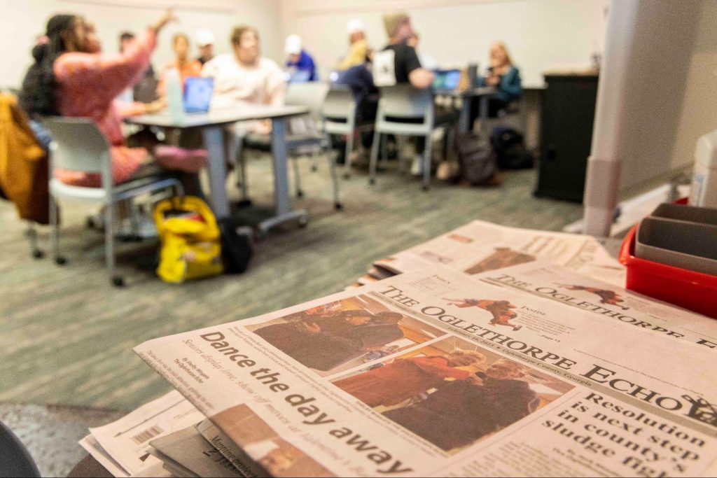 Detail of a printed  copy of the Oglethorpe Echo. Photo: Dorothy Kozlowski | University of Georgia Marketing and Communications