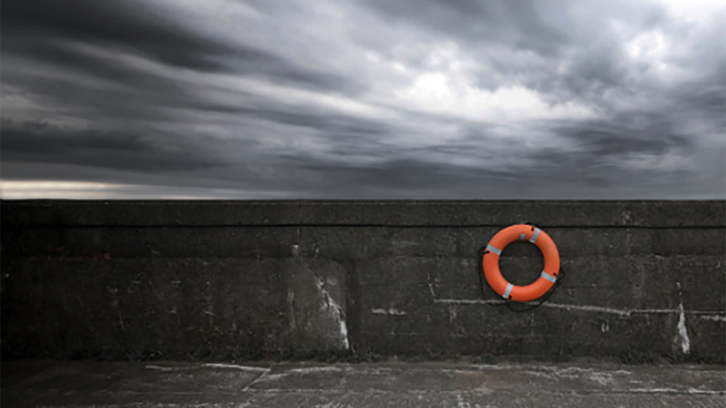 View of storm clouds from the deck of a ship