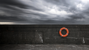 View of storm clouds from the deck of a ship