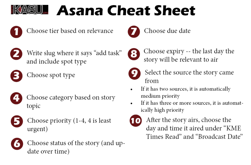 Asana cheat sheet