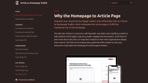 Screenshot from Article as Homepage Toolkit