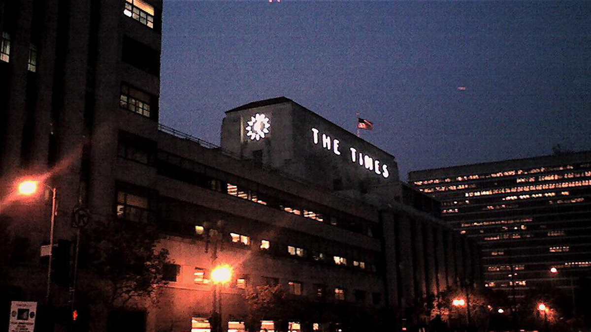 Los Angeles Times building at night