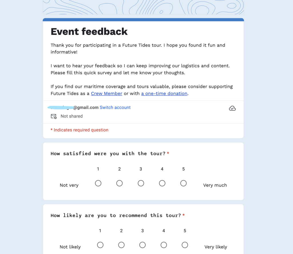 Future Tides’ feedback survey