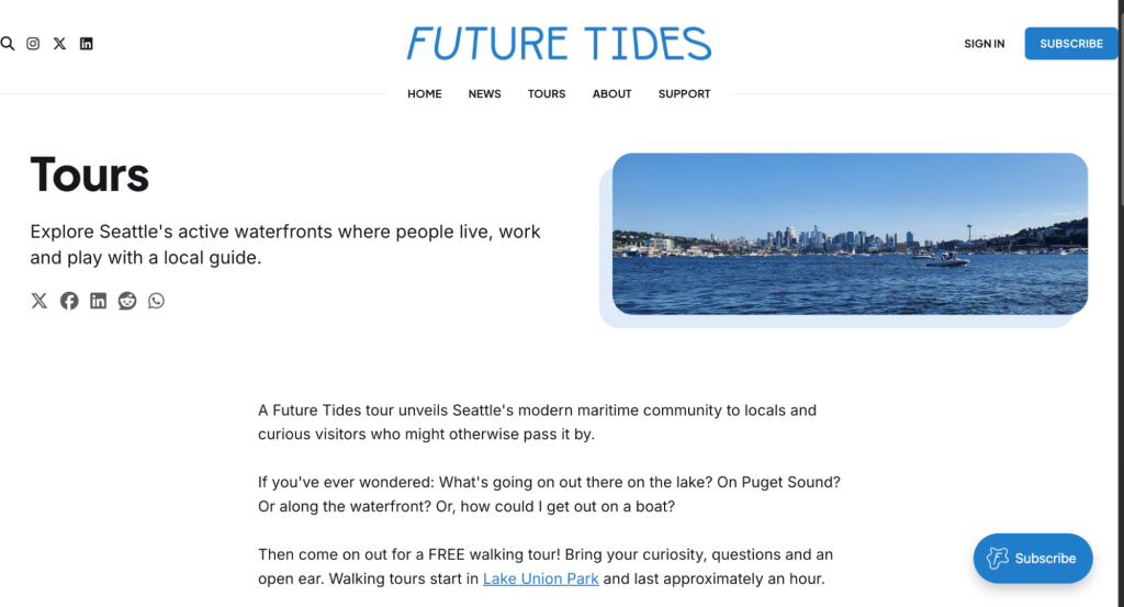 Future Tides walking tour webpage